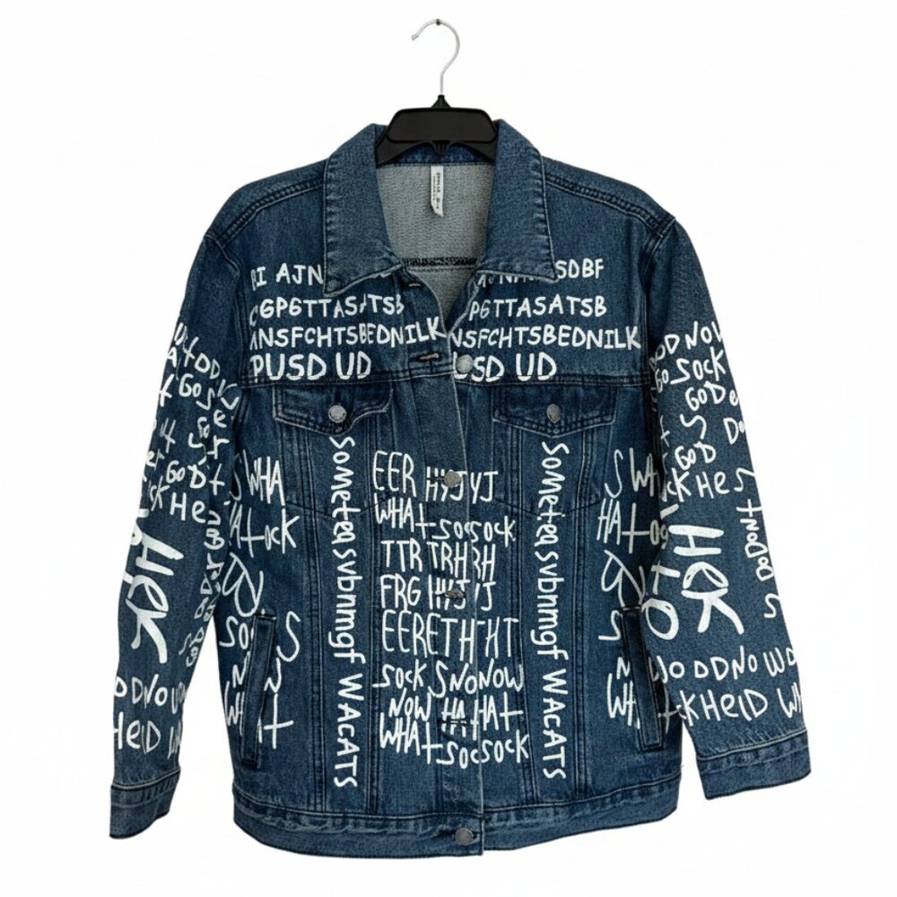 NWT American Bazi Graffiti Denim Jacket Small - Blue Jean Streetwear